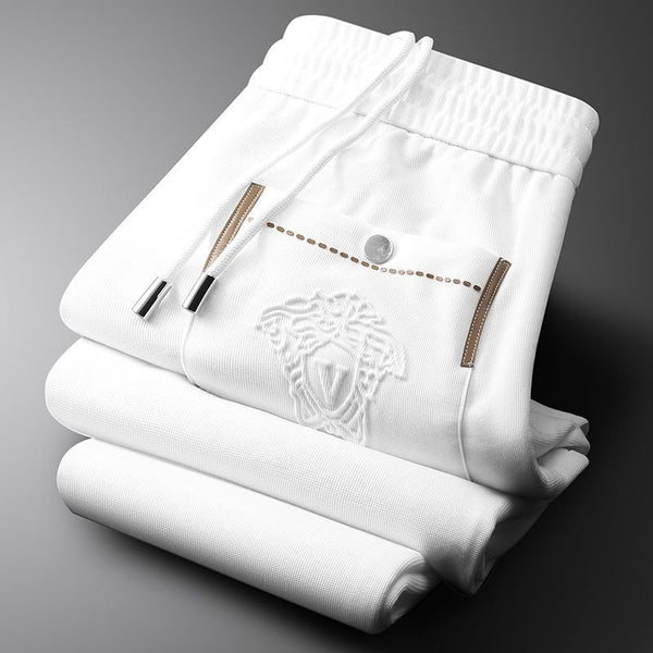 Men's Premium White Textured Jogger Pants | Smart Casual Comfort