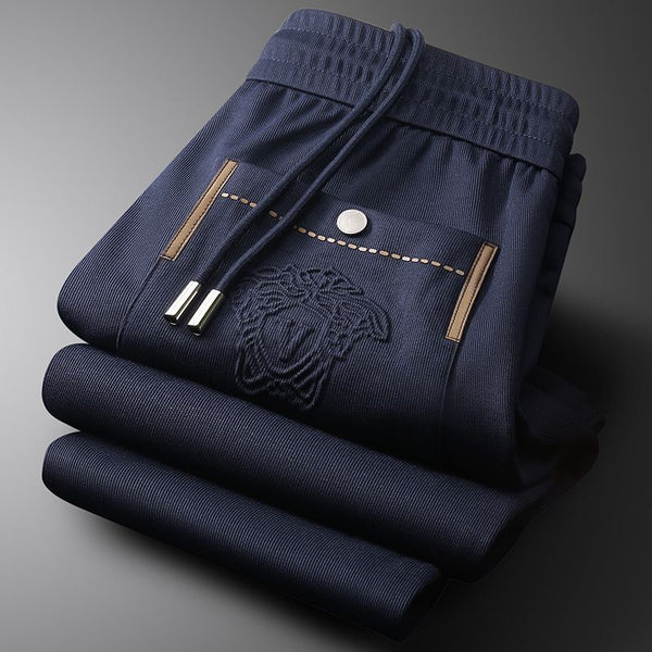 Men's Premium Navy Blue Textured Jogger Pants | Smart Casual Comfort