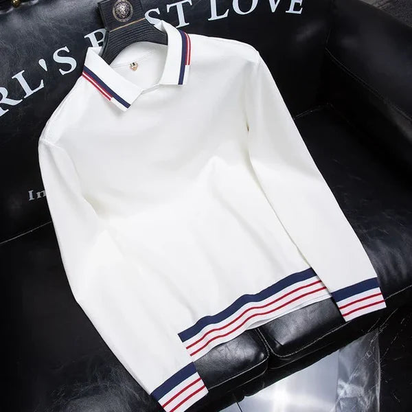 White Imported Full Sleeve Polo T-Shirt - WearMen