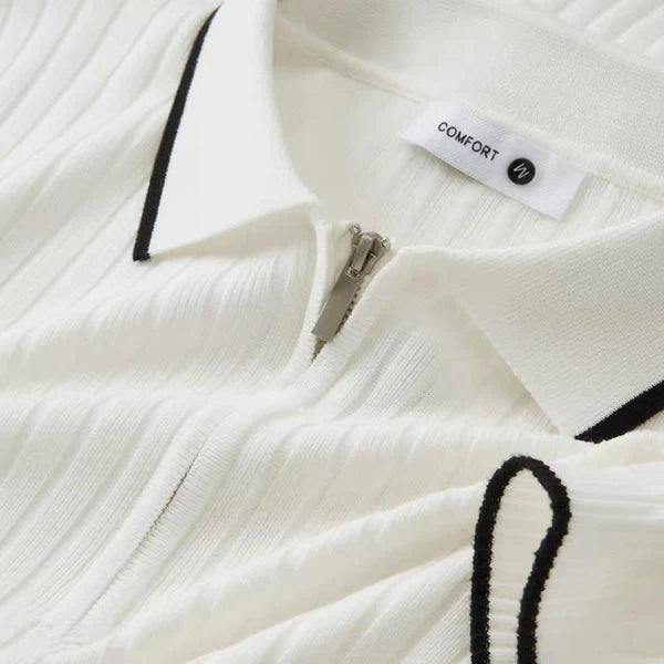 Men's White Woolan Zip Half Sleeve T-Shirt - WearMen