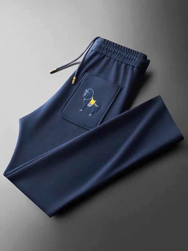 WearMen Royal Horse Embroidered Track Pants – Navy Blue Edition