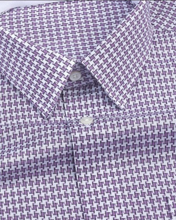 Men's Purple Regular Fit Pure Cotton Shirt - WearMen