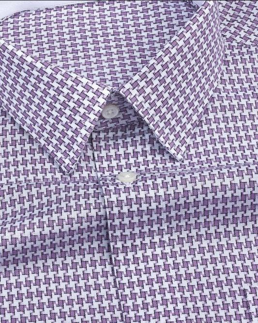 Men's Purple Regular Fit Pure Cotton Shirt - WearMen