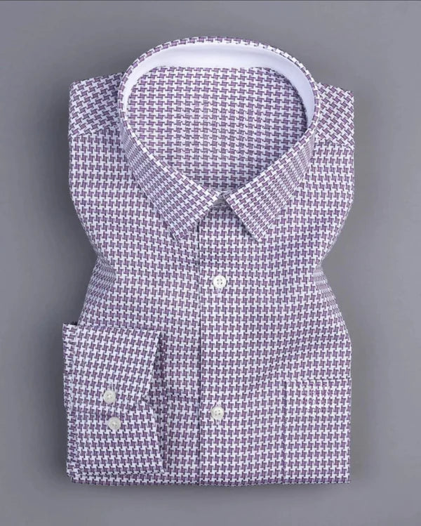 Men's Purple Regular Fit Pure Cotton Shirt - WearMen