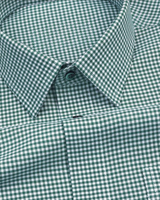 Men's Dark Green Regular Fit Checks Full Sleeve Shirt - WearMen