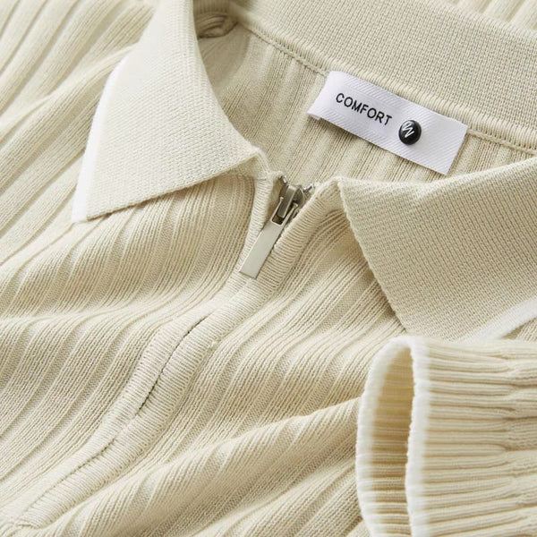 Men's Brown Woolan Zip Half Sleeve T-Shirt - WearMen