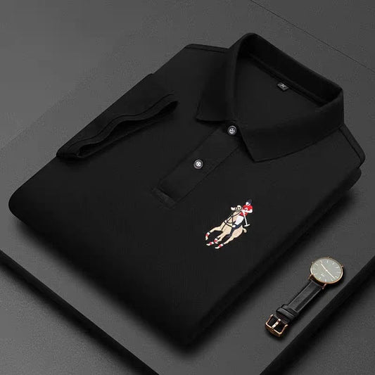 Men's Black Half Sleeve Embroidery Logo T-Shirt - WearMen