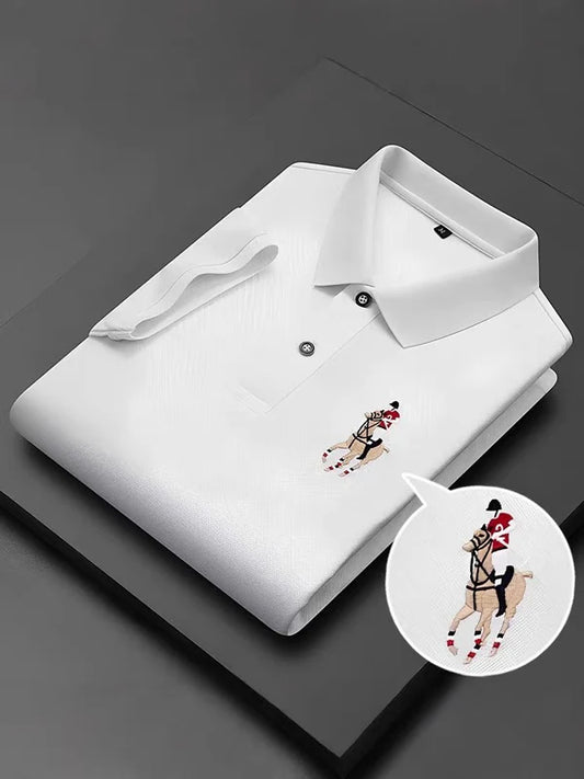 Men's White Half Sleeve Embroidery Logo T-Shirt - WearMen