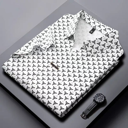 Men's White Self-Design Stitchless Polo T-Shirt – WearMen