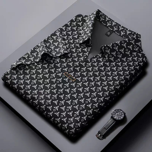 Men's Black Self-Design Stitchless Polo T-Shirt – WearMen