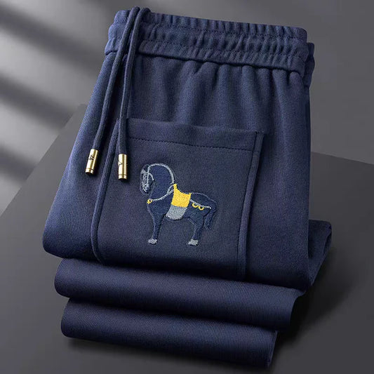 WearMen Royal Horse Embroidered Track Pants – Navy Blue Edition