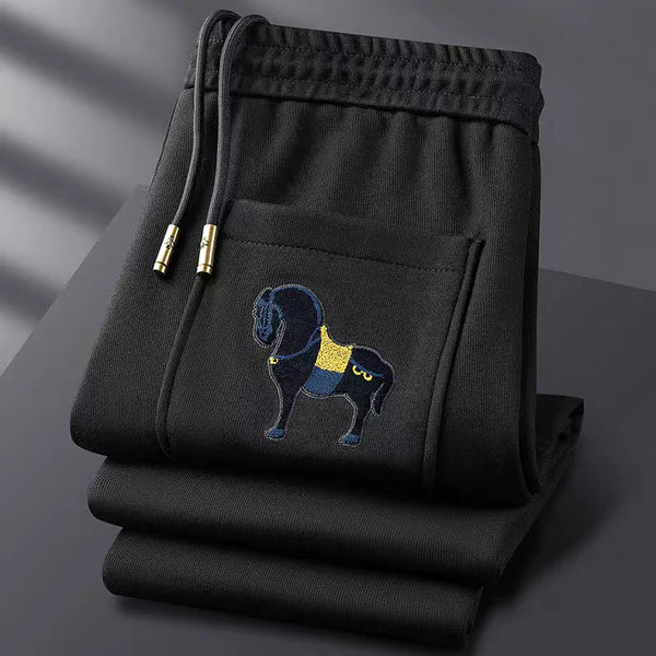 WearMen Royal Horse Embroidered Track Pants – Black Edition