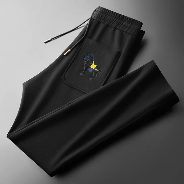 WearMen Royal Horse Embroidered Track Pants – Black Edition