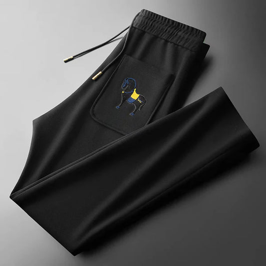 WearMen Royal Horse Embroidered Track Pants – Black Edition
